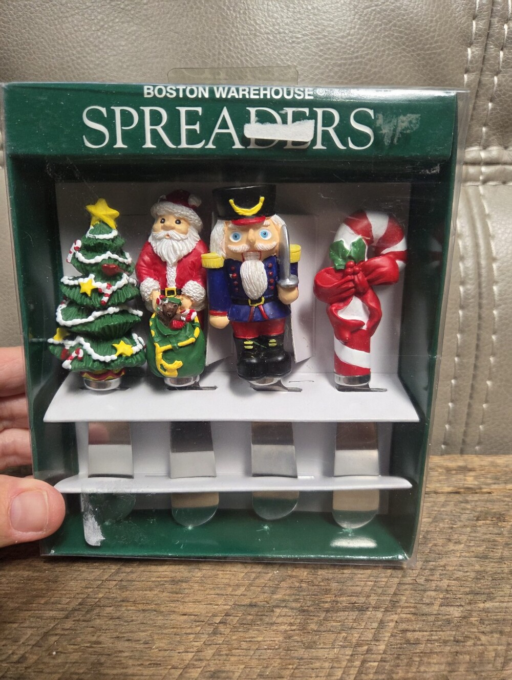 Vintage Boston Warehouse Christmas Cheese Spreaders Set of 4 ~ Bin 1P